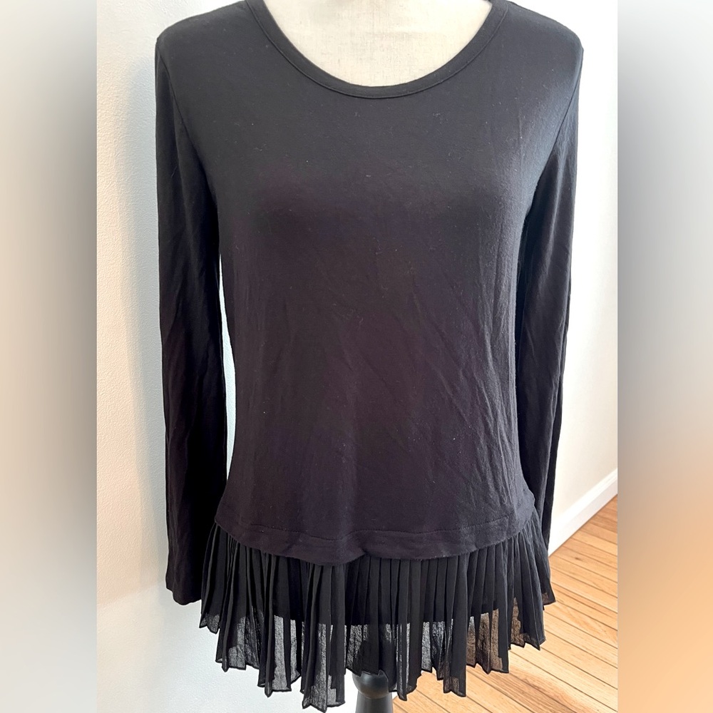 Pebble and Stone Black Sheer Ruffle Tunic Top